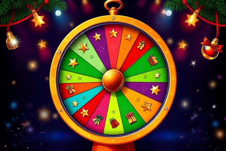 Christmas Fortune Wheel with colorful segments and prizes