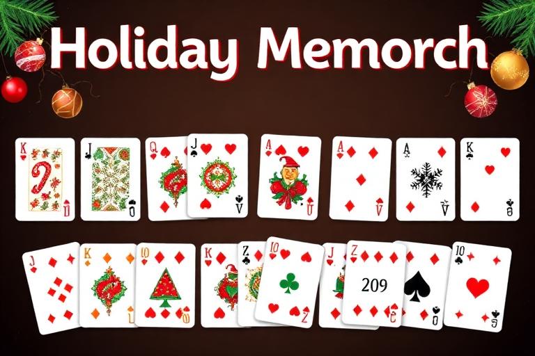 Holiday Memory Match card game with festive casino theme
