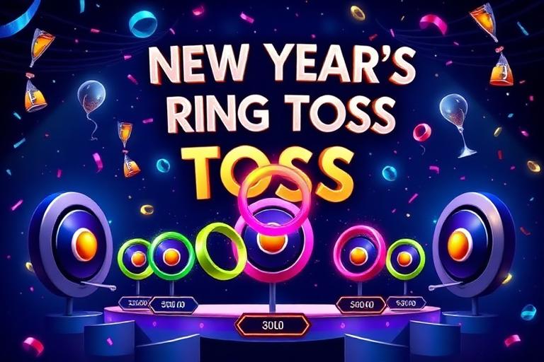 New Year's Ring Toss game with festive decorations